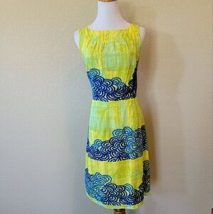 NWT Anthropologue By Tabitha "Azure Scroll"  Embroidered Sheath Dress, Size 6